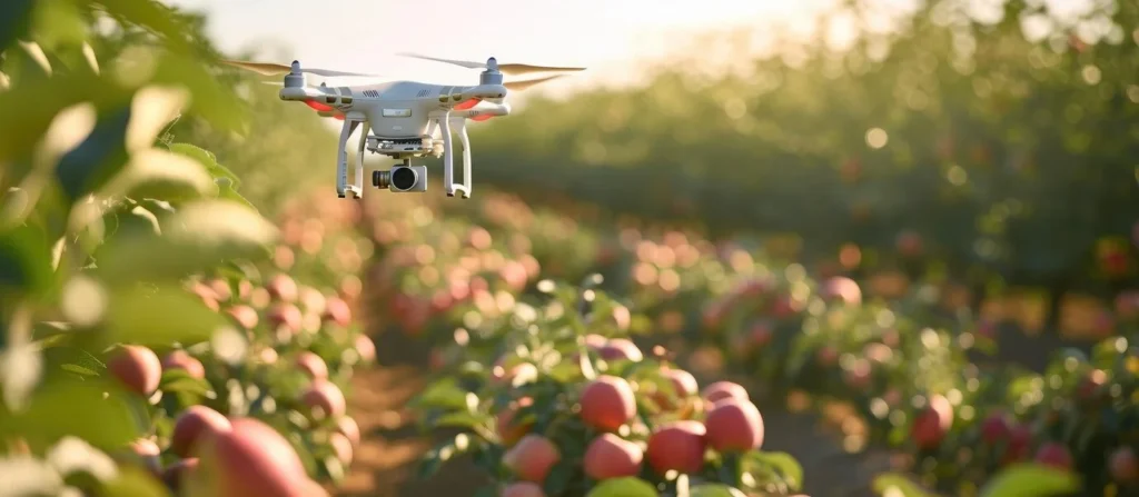 operating drone amidst fresh apple orchard 872147 62851